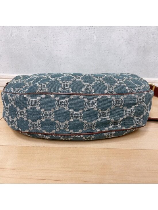 Celine Paris Macadam Denim Shoulder Bag Triomphe Hobo